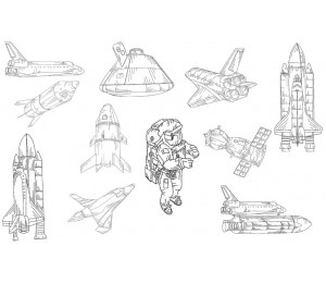 Stickserie - Weltraum Space Line Art